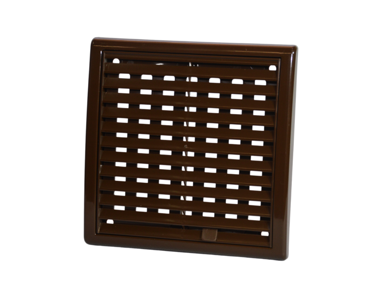 Вентиляционная решетка со шторкой коричневая 150х150 мм